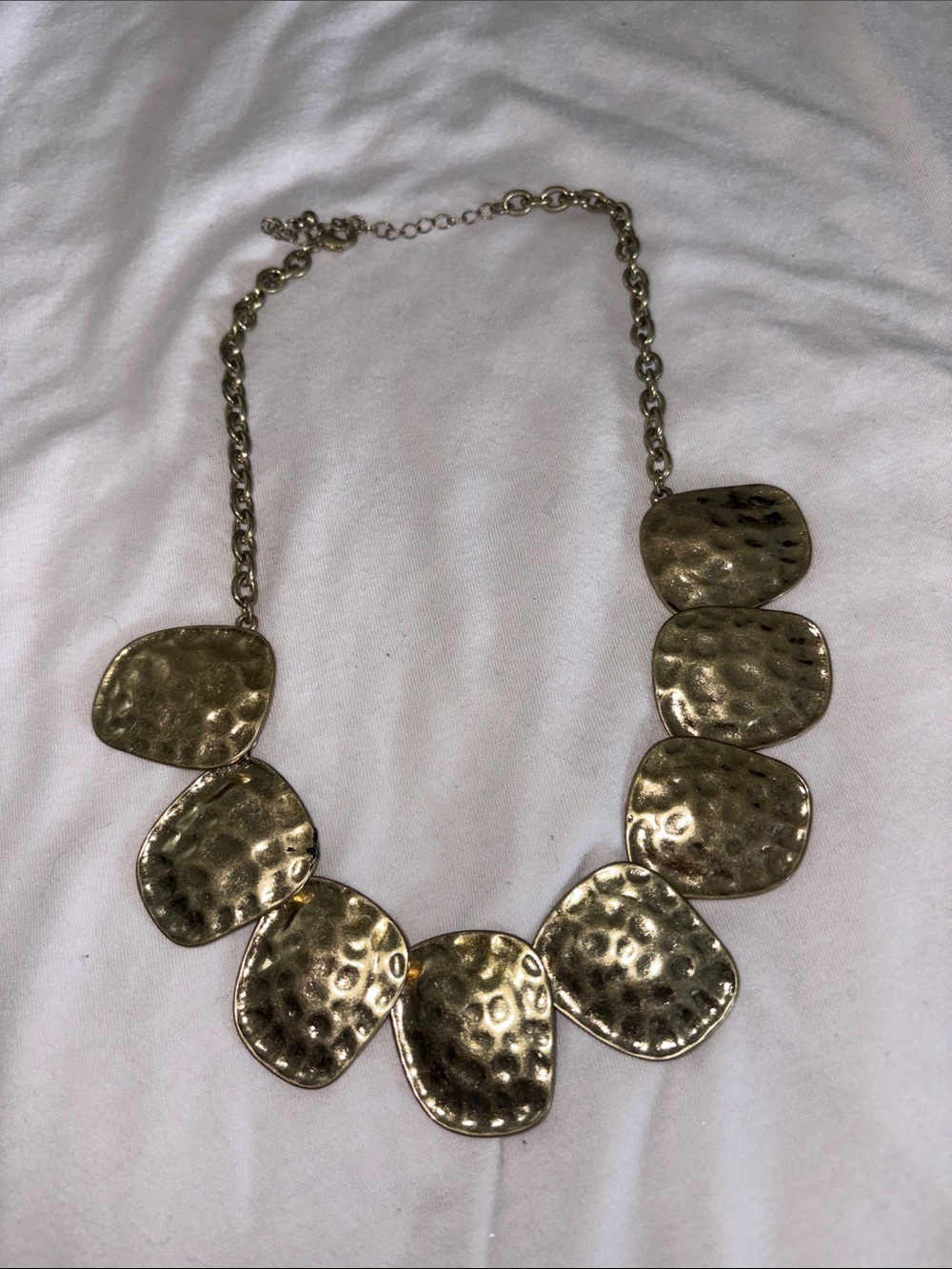 Gold Hammered Statement Necklace - Unbranded